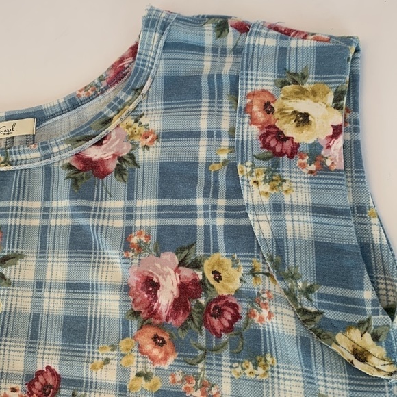 Easel Blouse Top Floral Print Cap Sleeve Flowy Size Medium - Picture 11 of 11